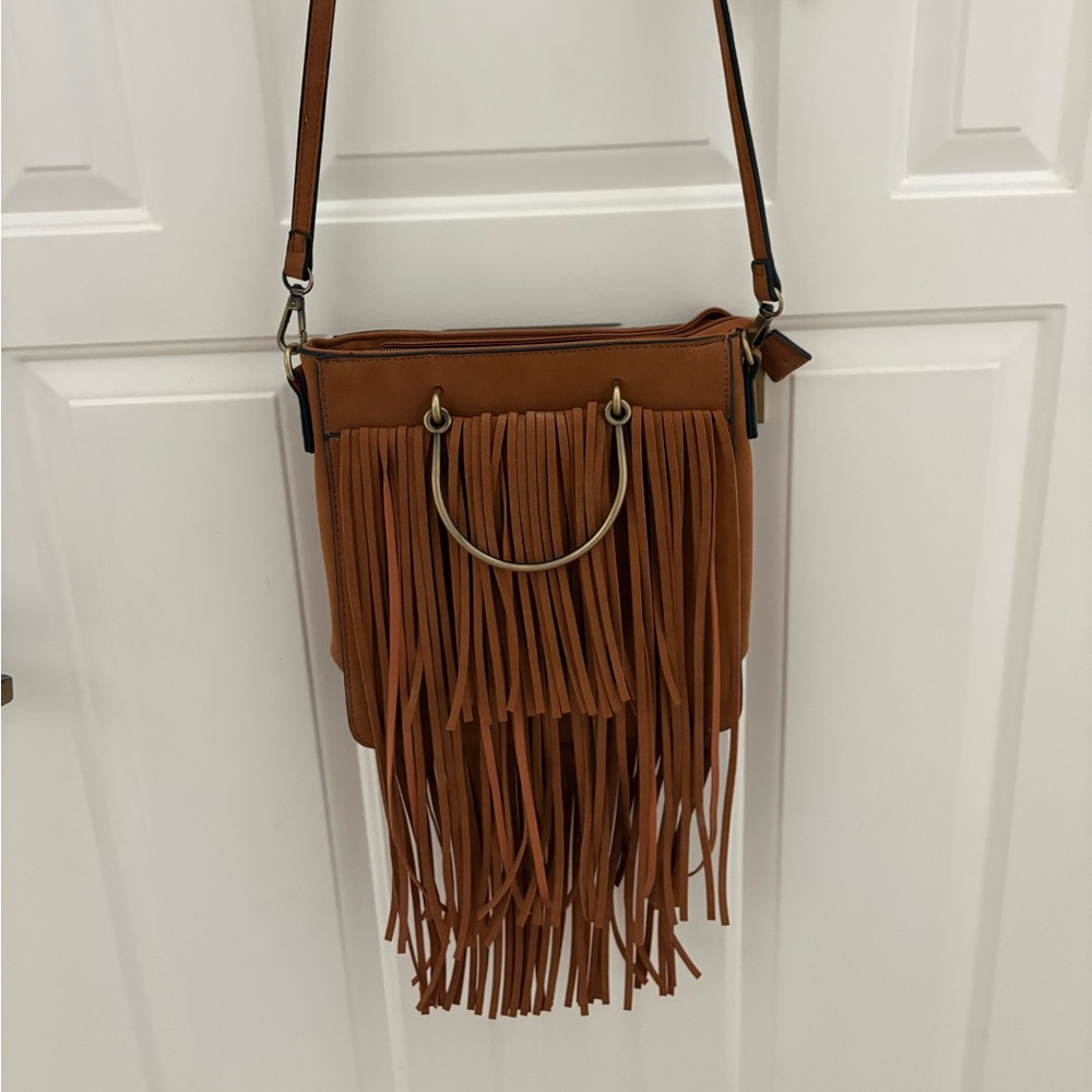 Fringe Vegan Leather Crossbody Bag